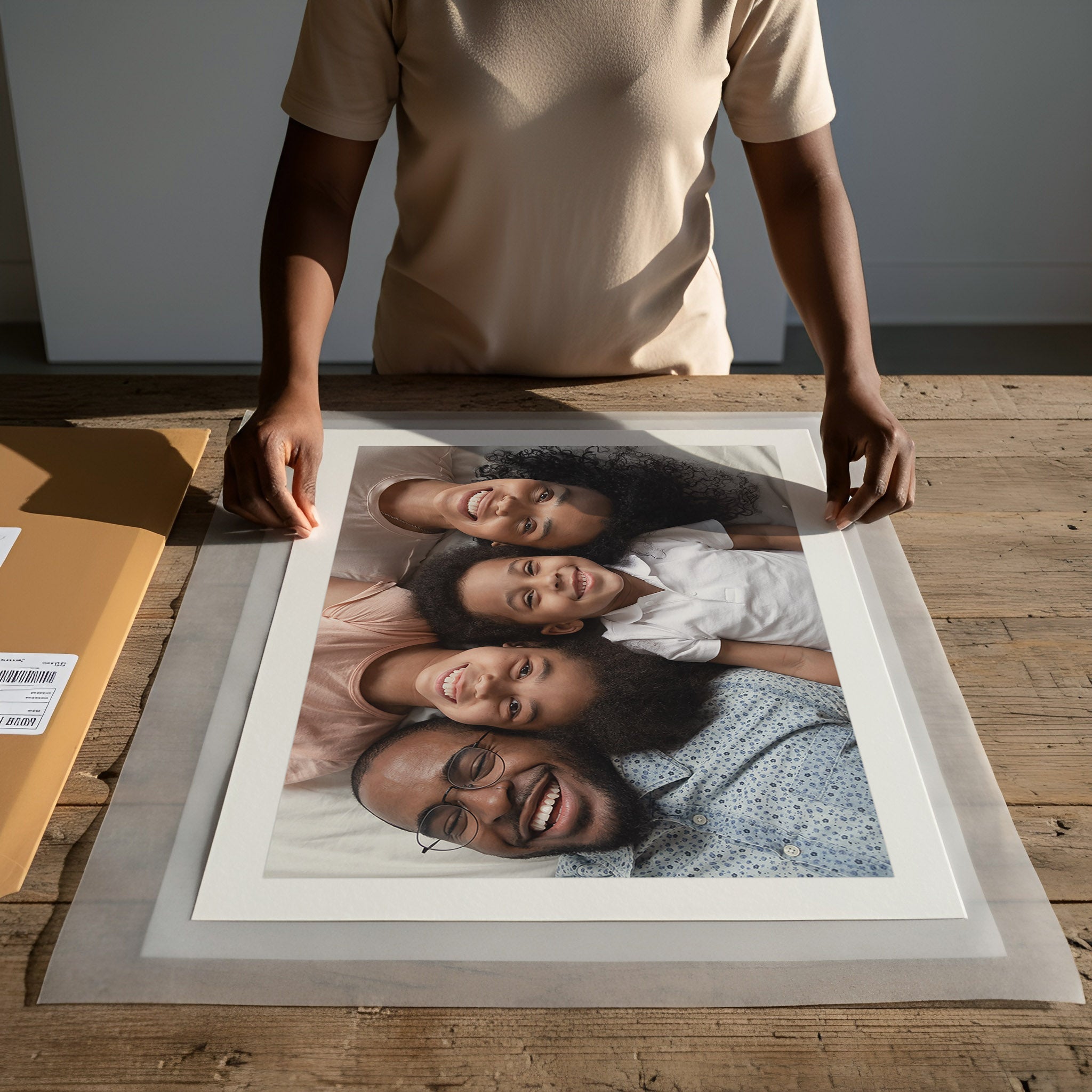 Woman Handling Prints Photo Mockup