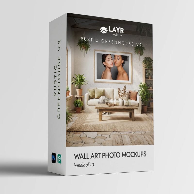 Rustic Greenhouse v2 (Wall Art Photo Mockup Bundle)