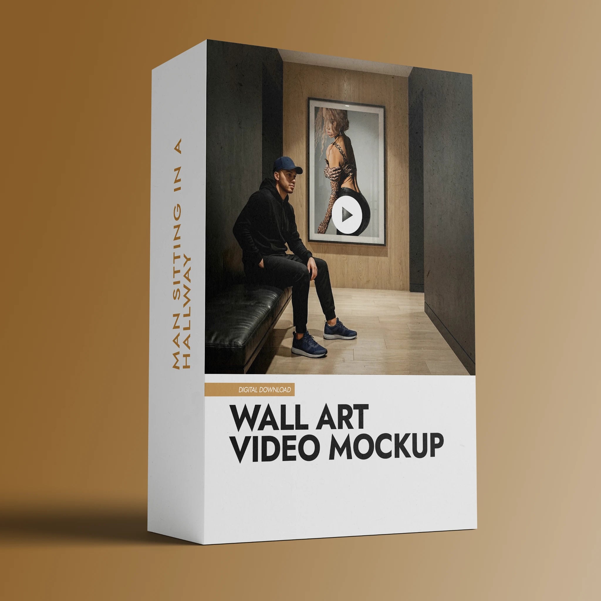 Vertical Framed Video Mockup — Man Sitting in a Hallway