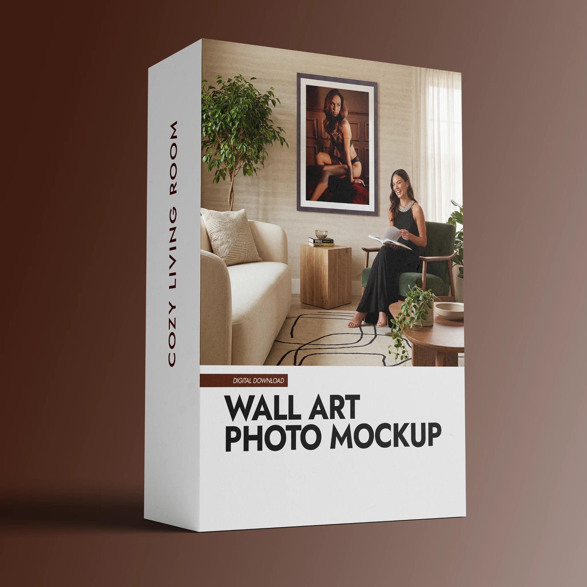 Woman in a Cozy Living Room — Large Framed Art