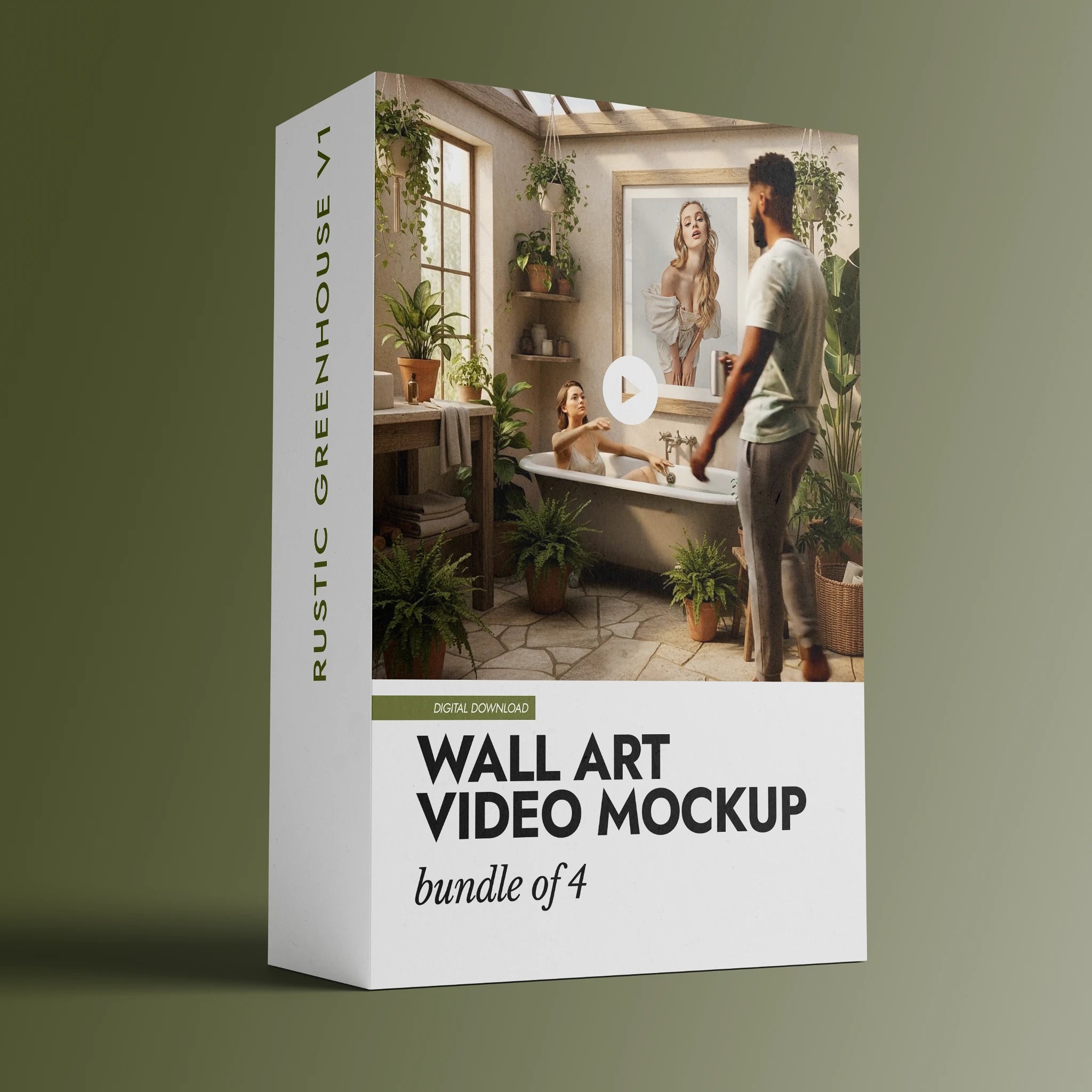 Wall Art Video Mockup Bundle — Rustic Greenhouse v1