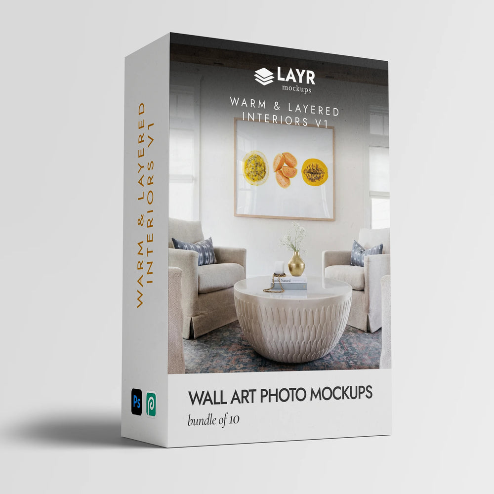Warm & Layered Interiors v1 (Wall Art Photo Mockup Bundle)