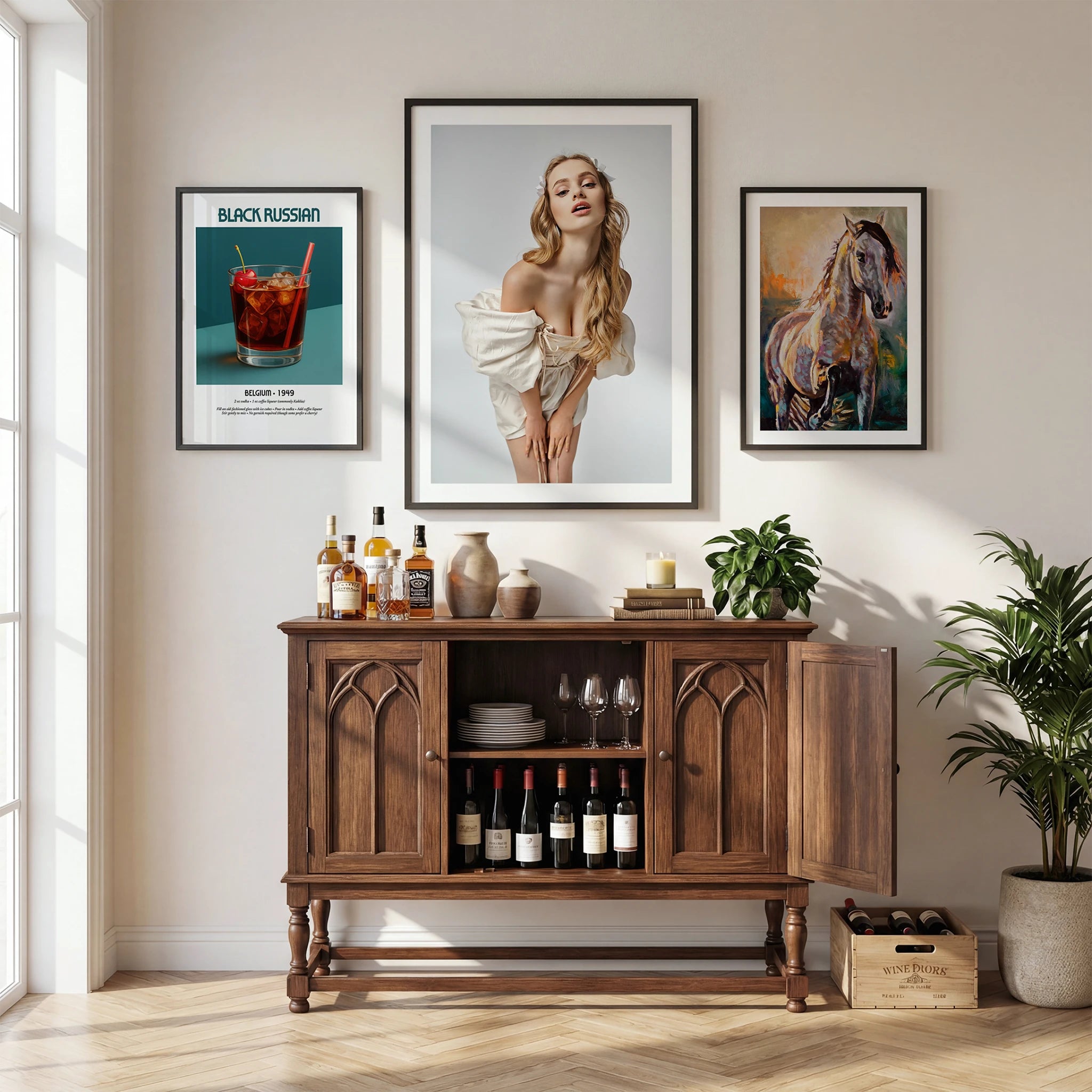 Mid-Century Modern Home Bar Photo Mockup