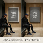 Vertical Framed Video Mockup — Man Sitting in a Hallway