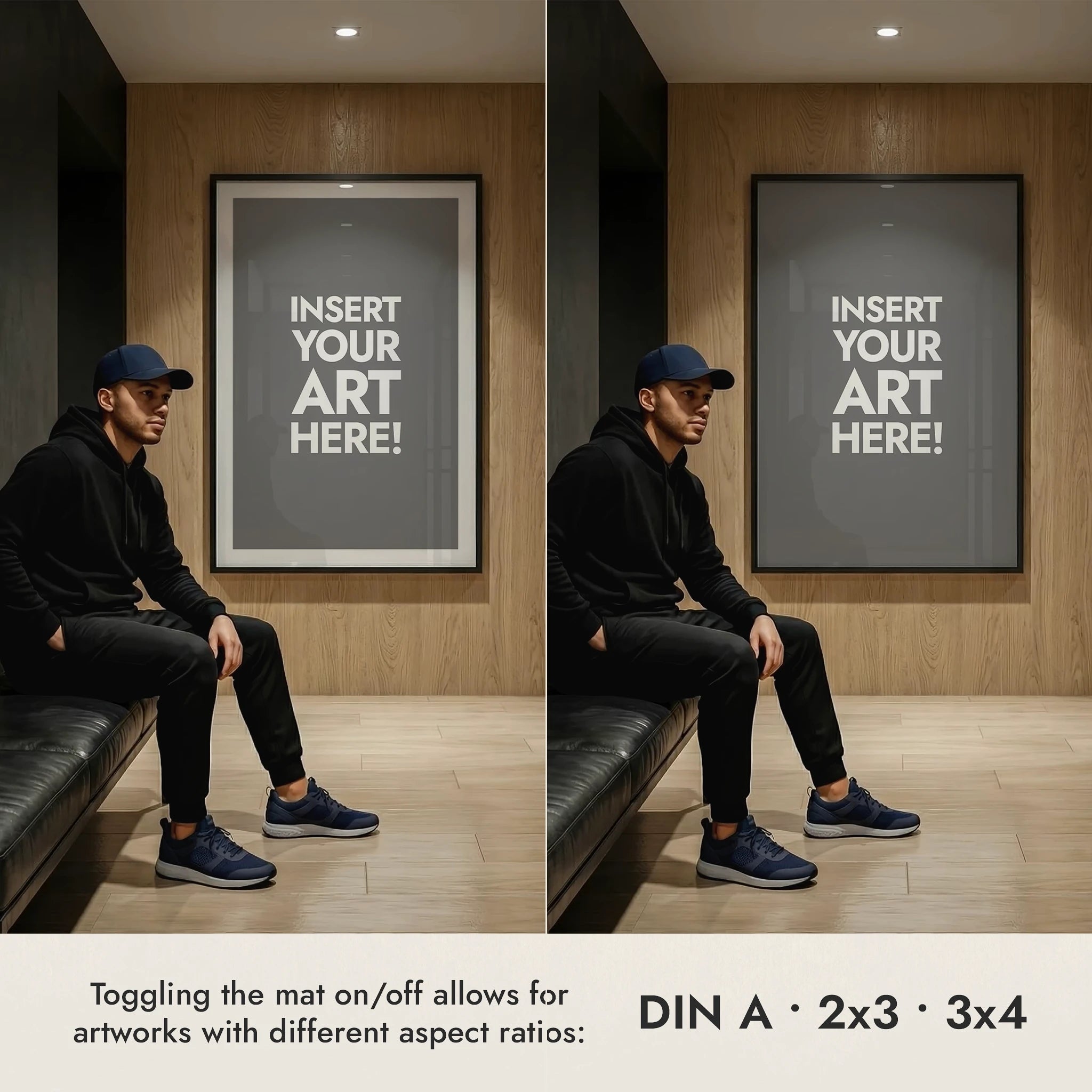 Vertical Framed Video Mockup — Man Sitting in a Hallway