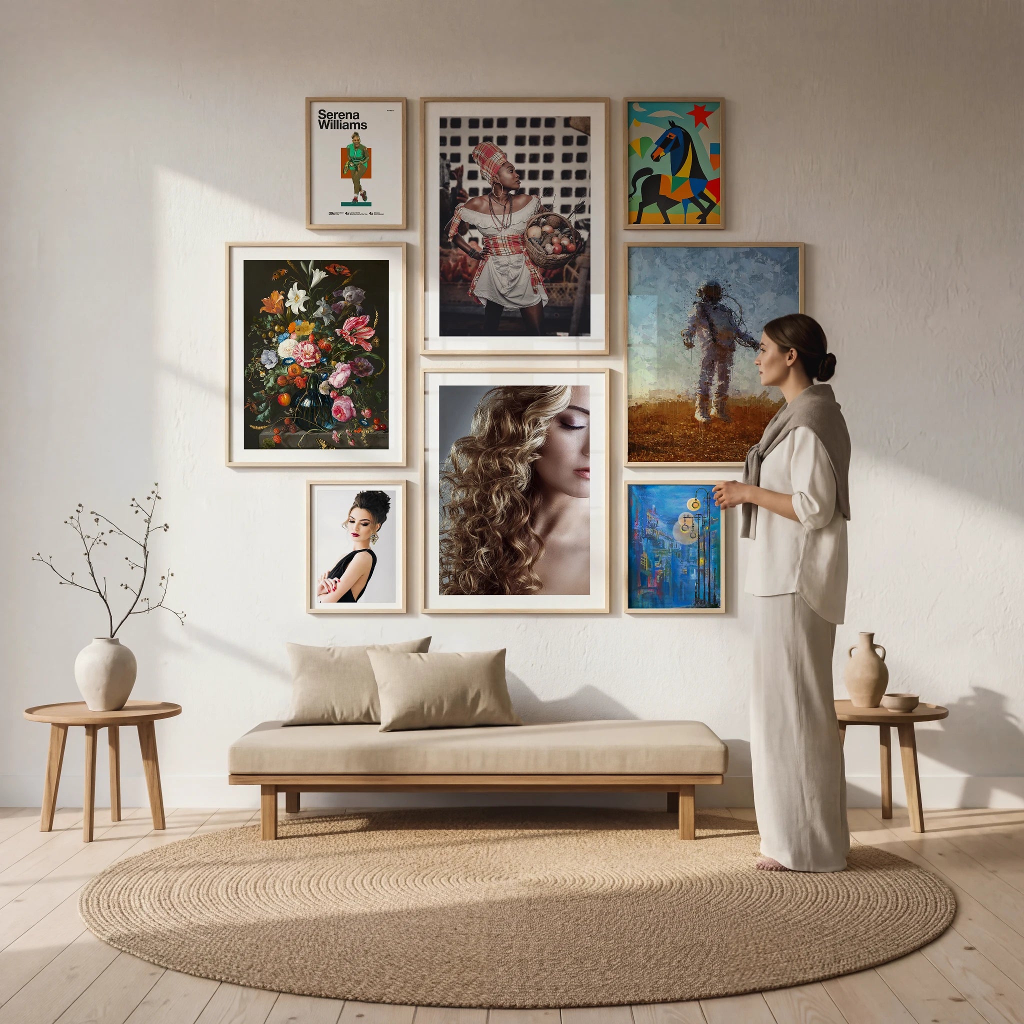 Japandi Living Room Gallery Wall Mockup
