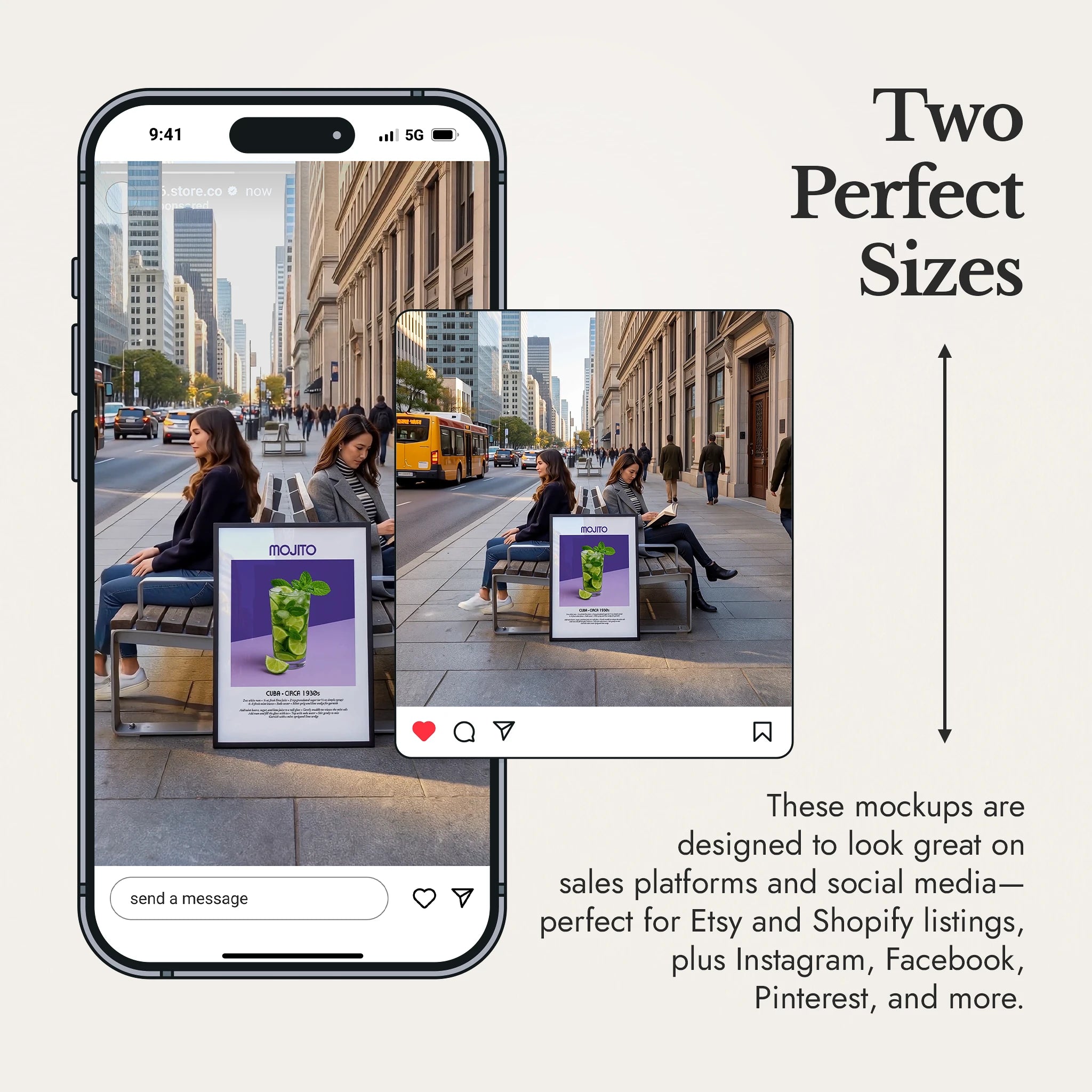 Vertical Poster Video Mockup — Calm City Sidewalk