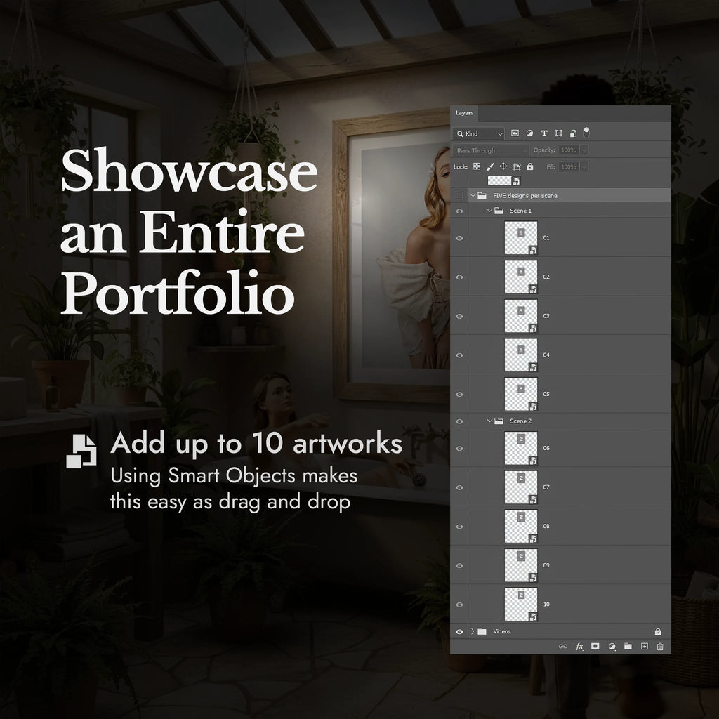 Wall Art Video Mockup Bundle — Rustic Greenhouse v1