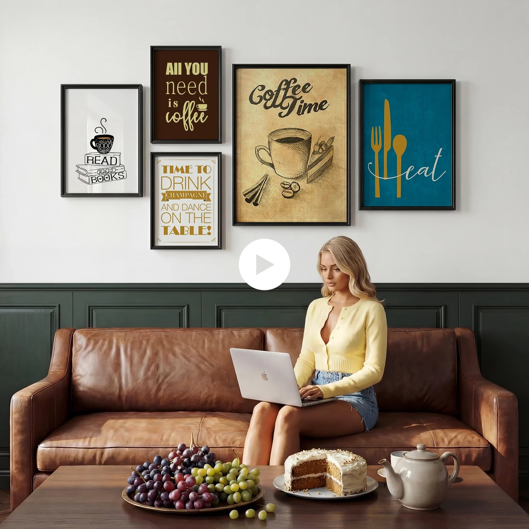 Contemporary Leather Sofa Video Mockup