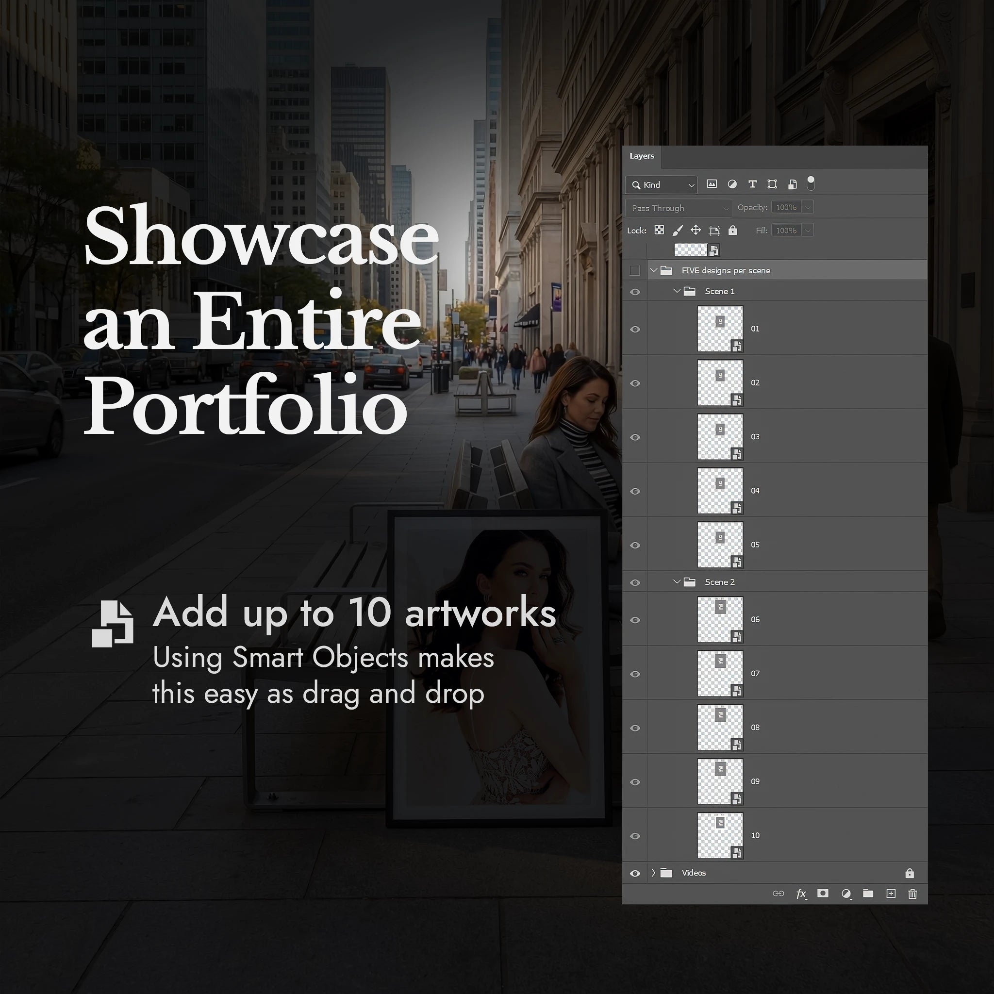 Vertical Poster Video Mockup — Calm City Sidewalk