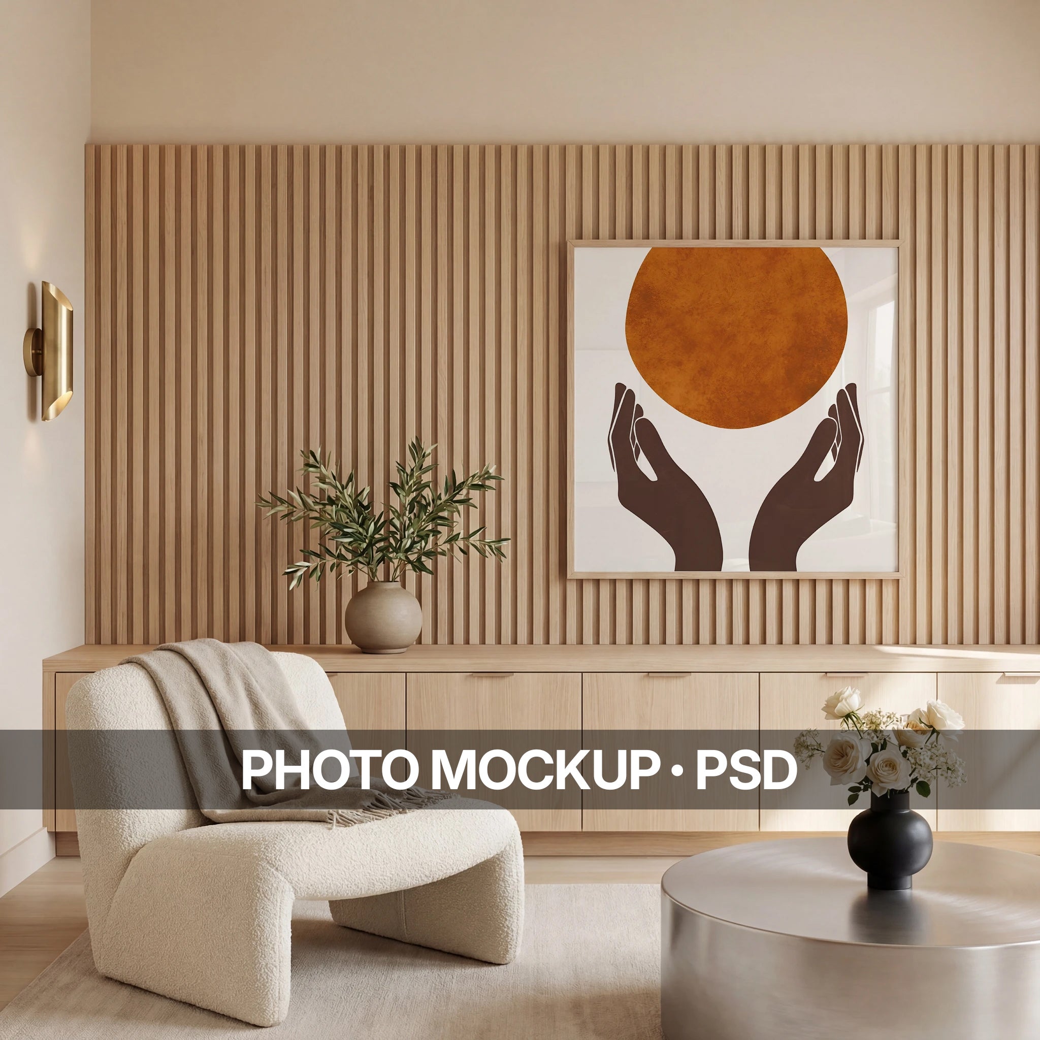 Japandi Living Room Photo Mockup