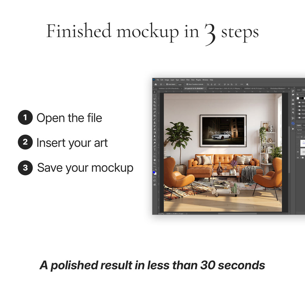 Mid-Century Modern Living Room Photo Mockup