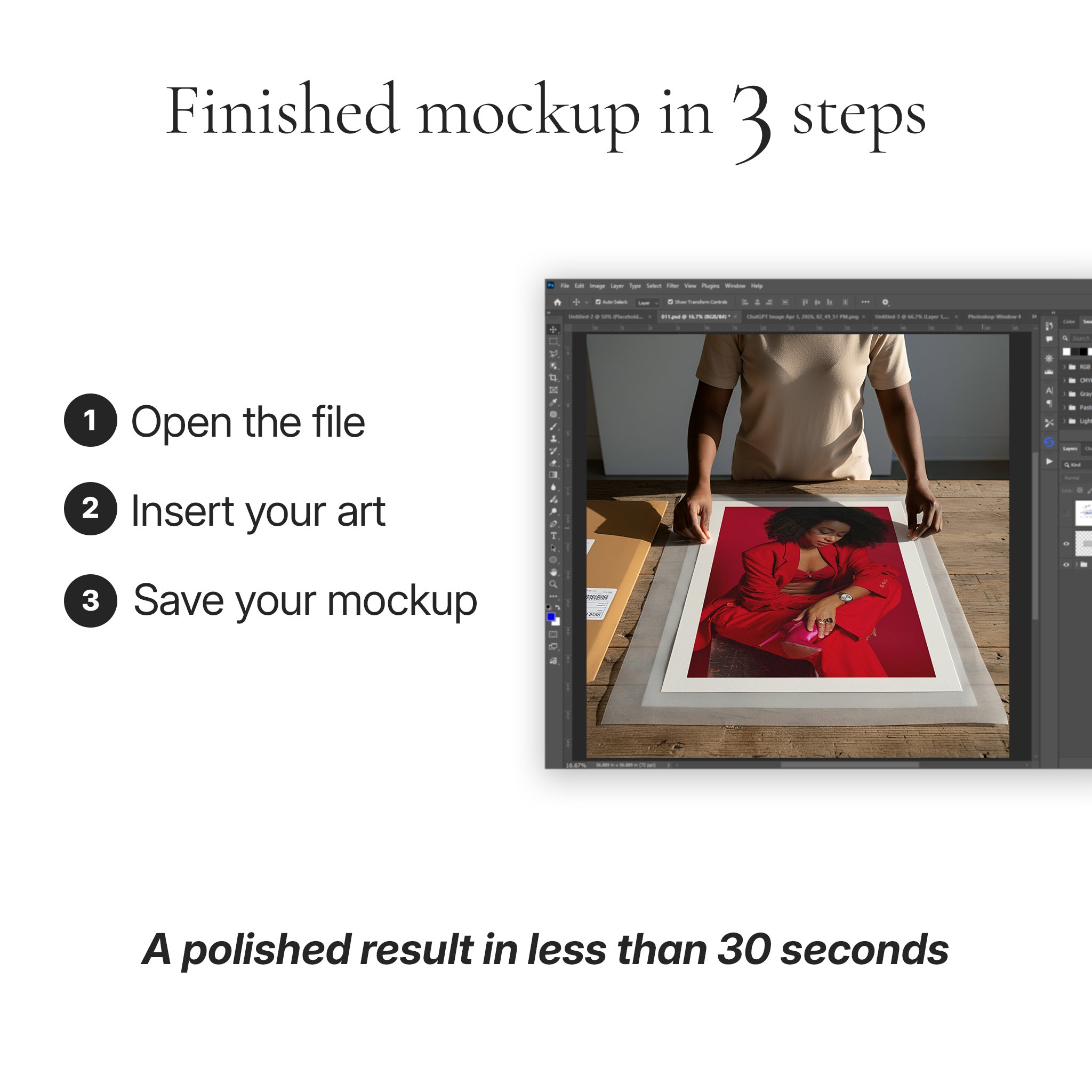 Woman Handling Prints Photo Mockup