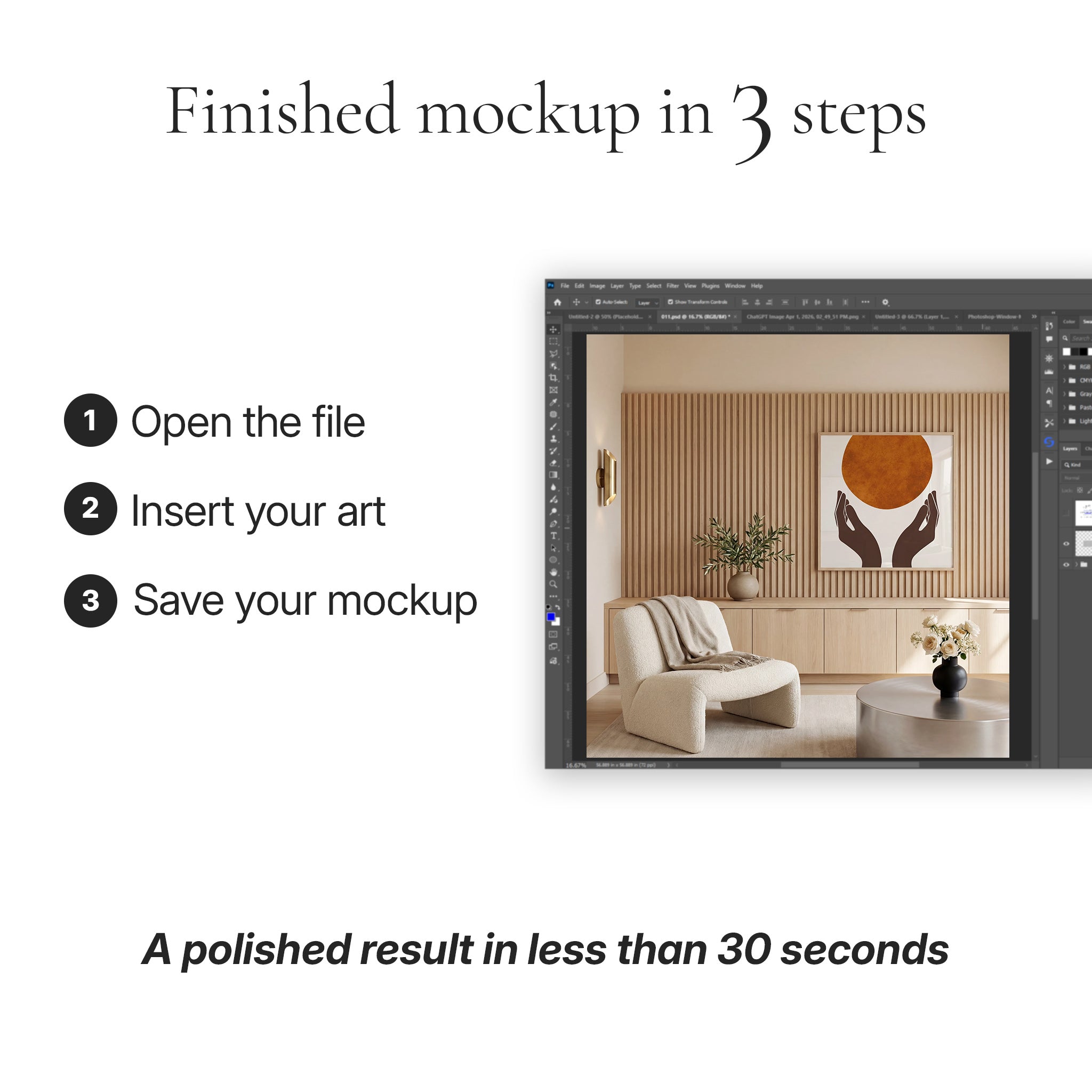 Japandi Living Room Photo Mockup
