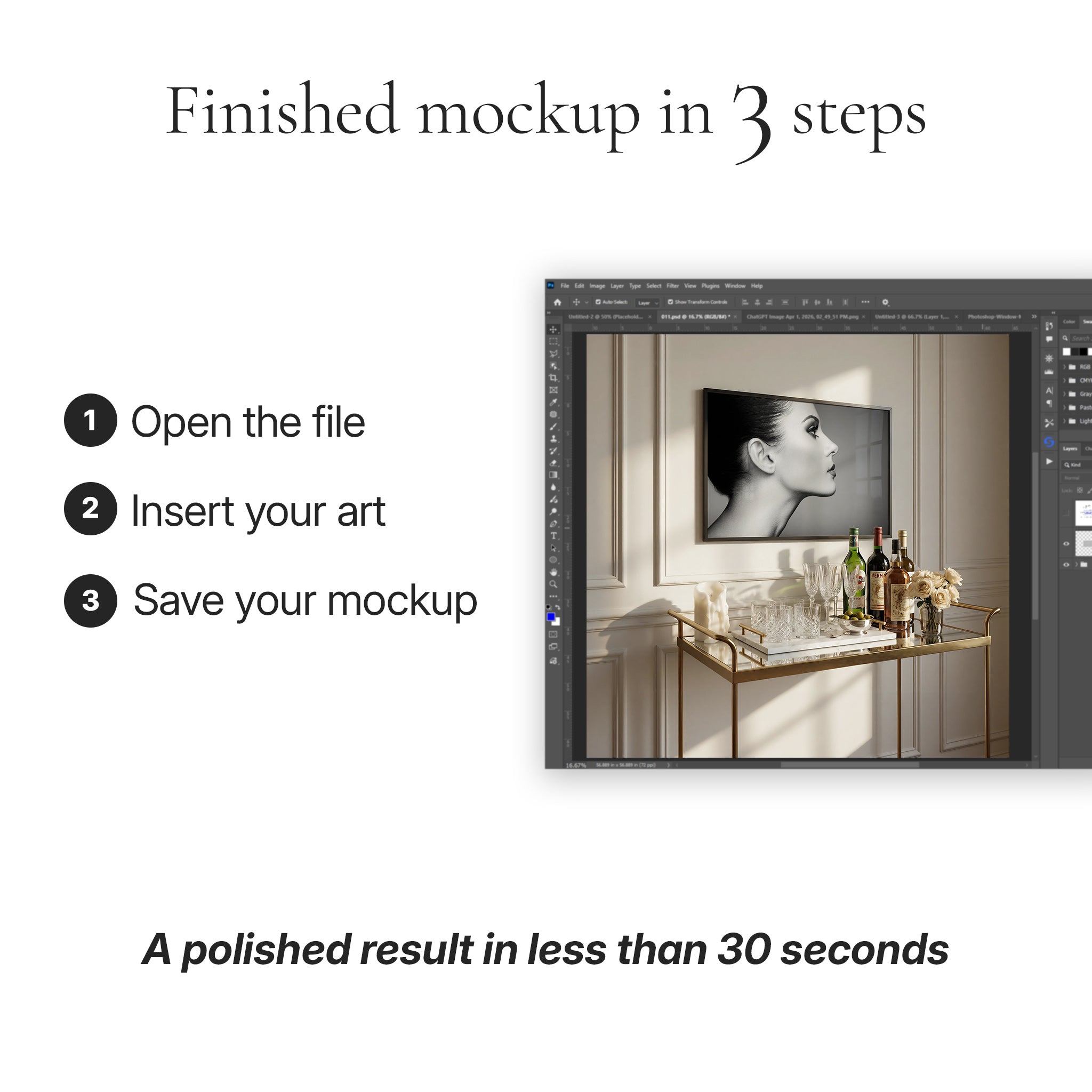 Traditional Bar Cart Photo Mockup