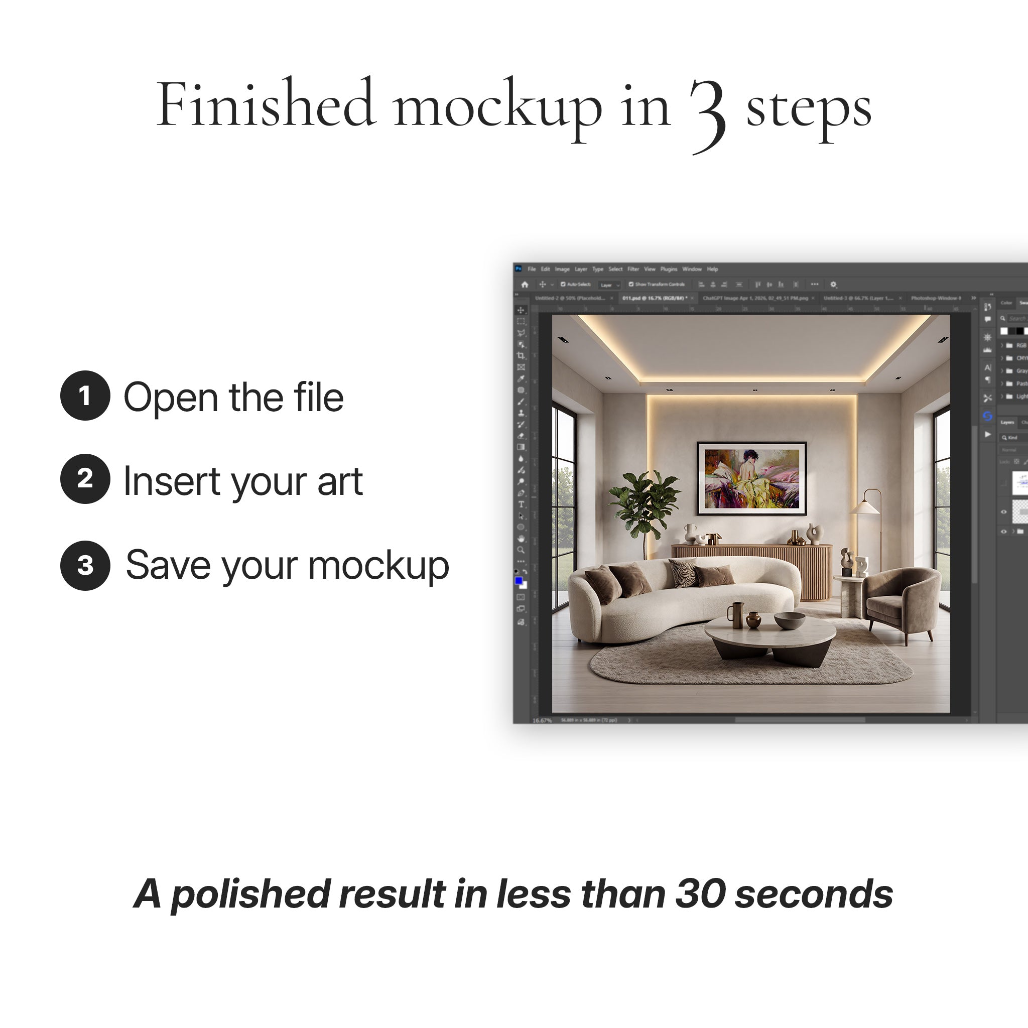 Organic Modern Living Room Photo Mockup