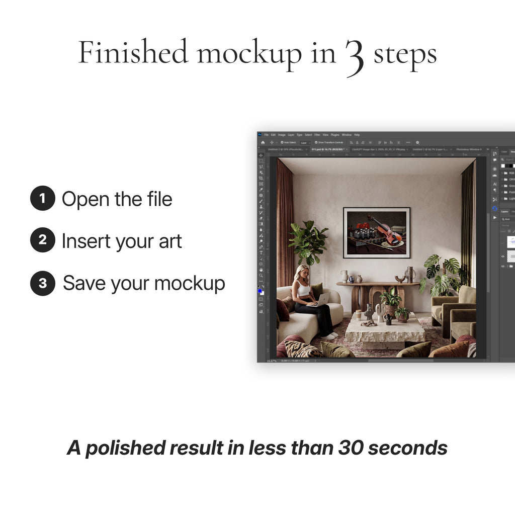 Bohemian Living Room Photo Mockup