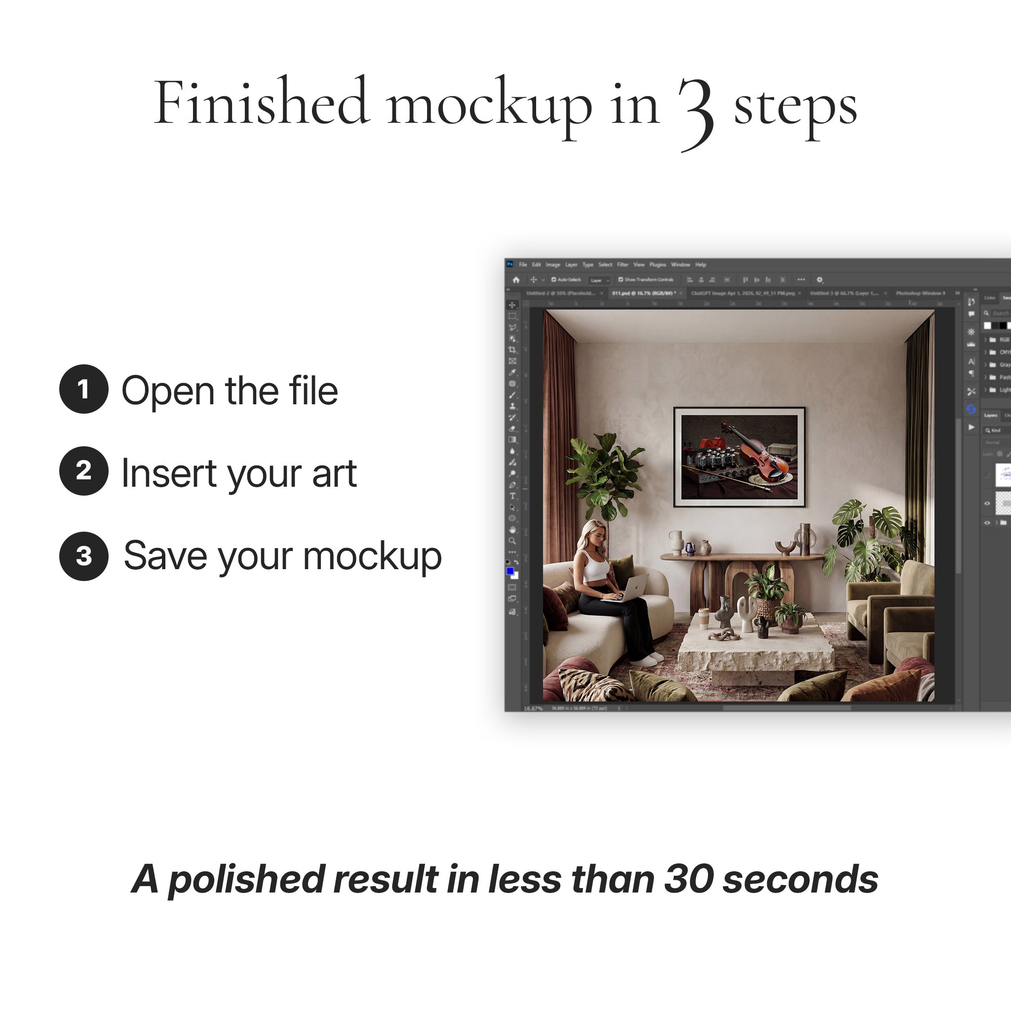 Bohemian Living Room Photo Mockup