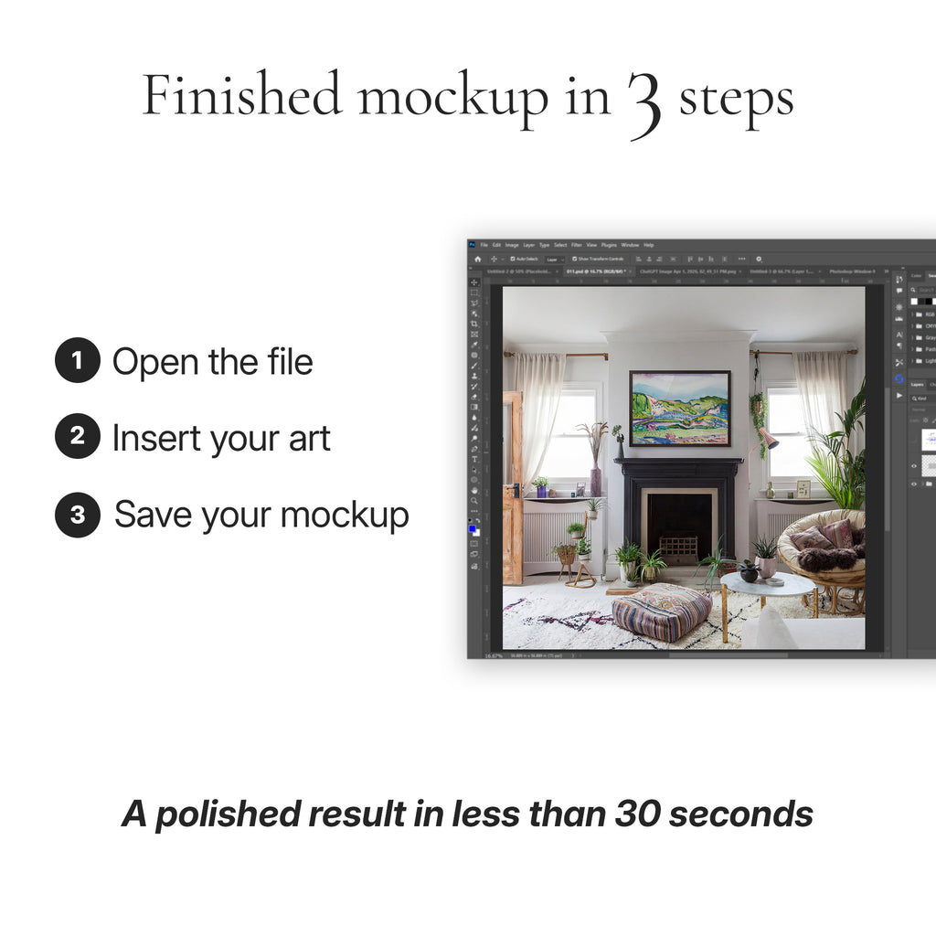 Bohemian Living Room Photo Mockup