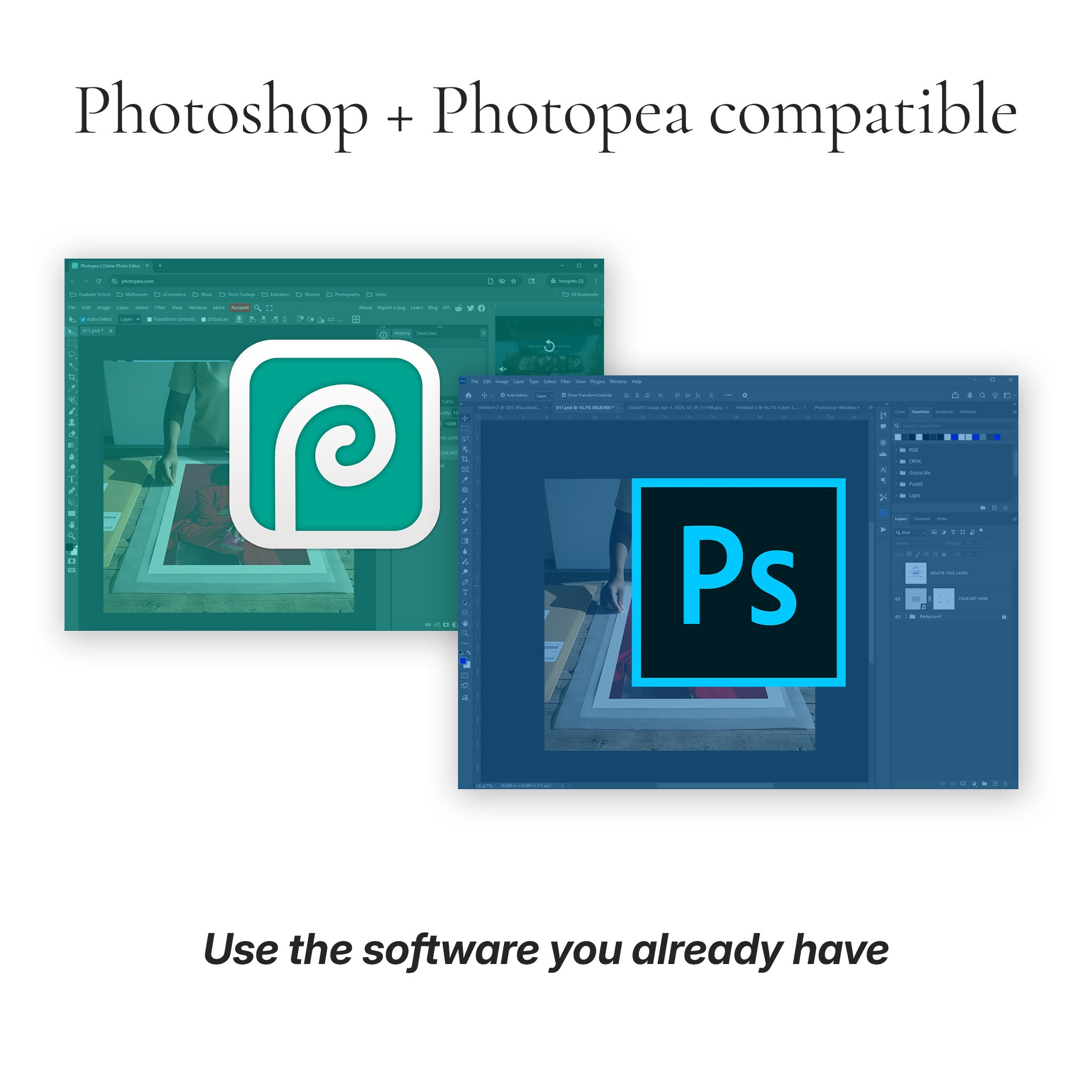 Woman Handling Prints Photo Mockup