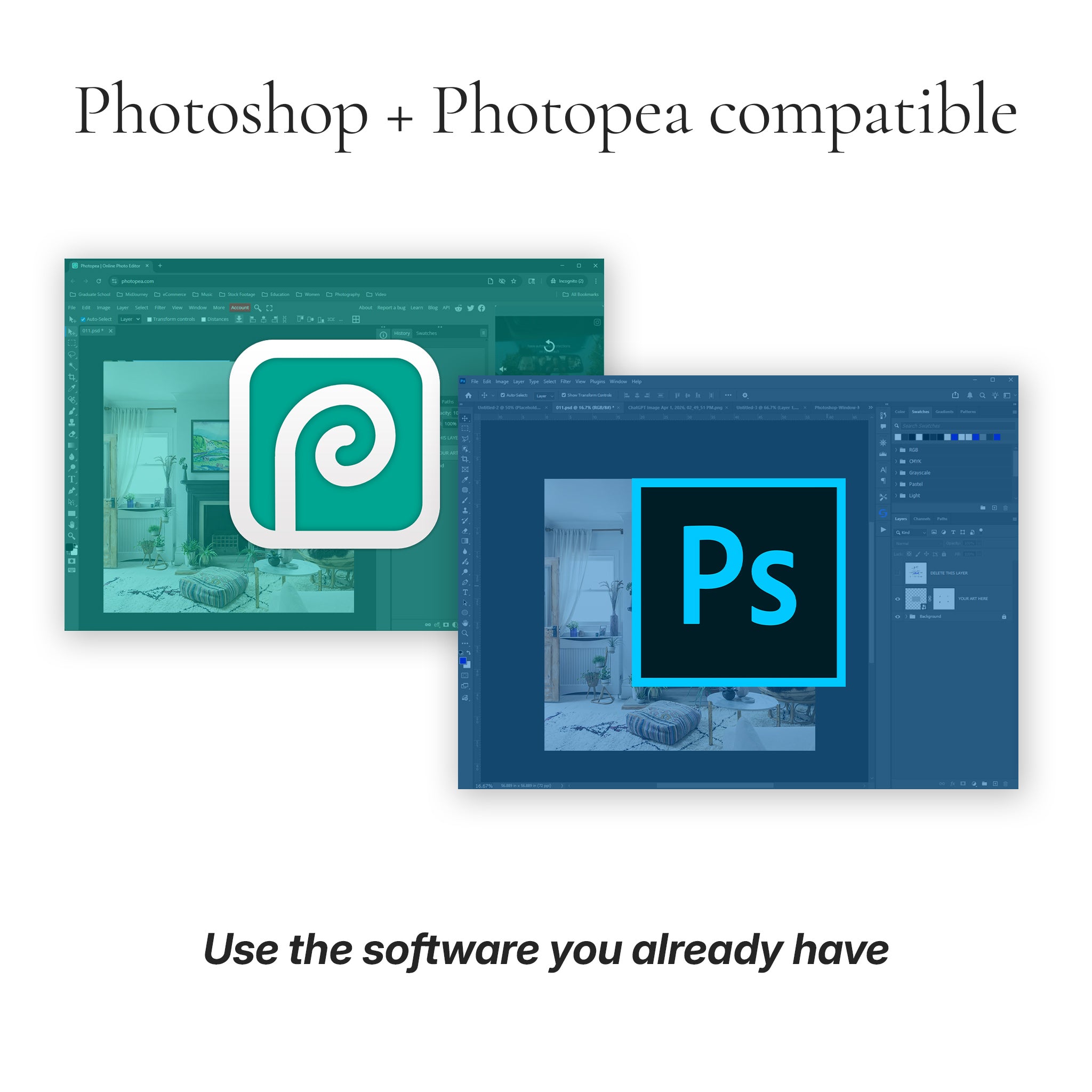 Bohemian Living Room Photo Mockup