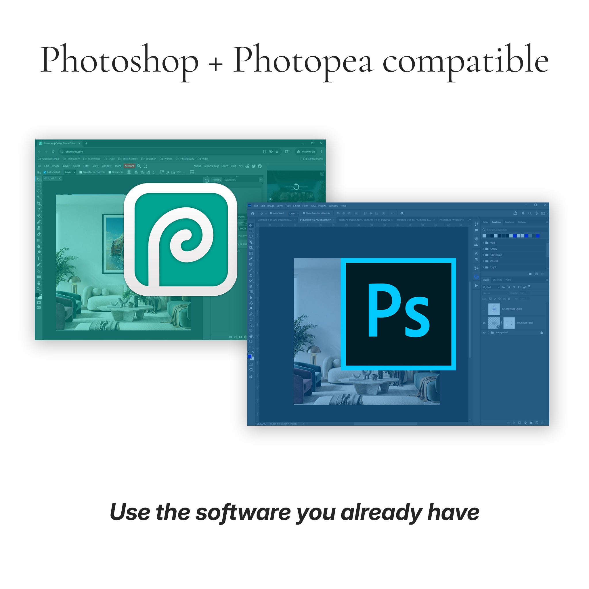 Organic Modern Living Room Photo Mockup