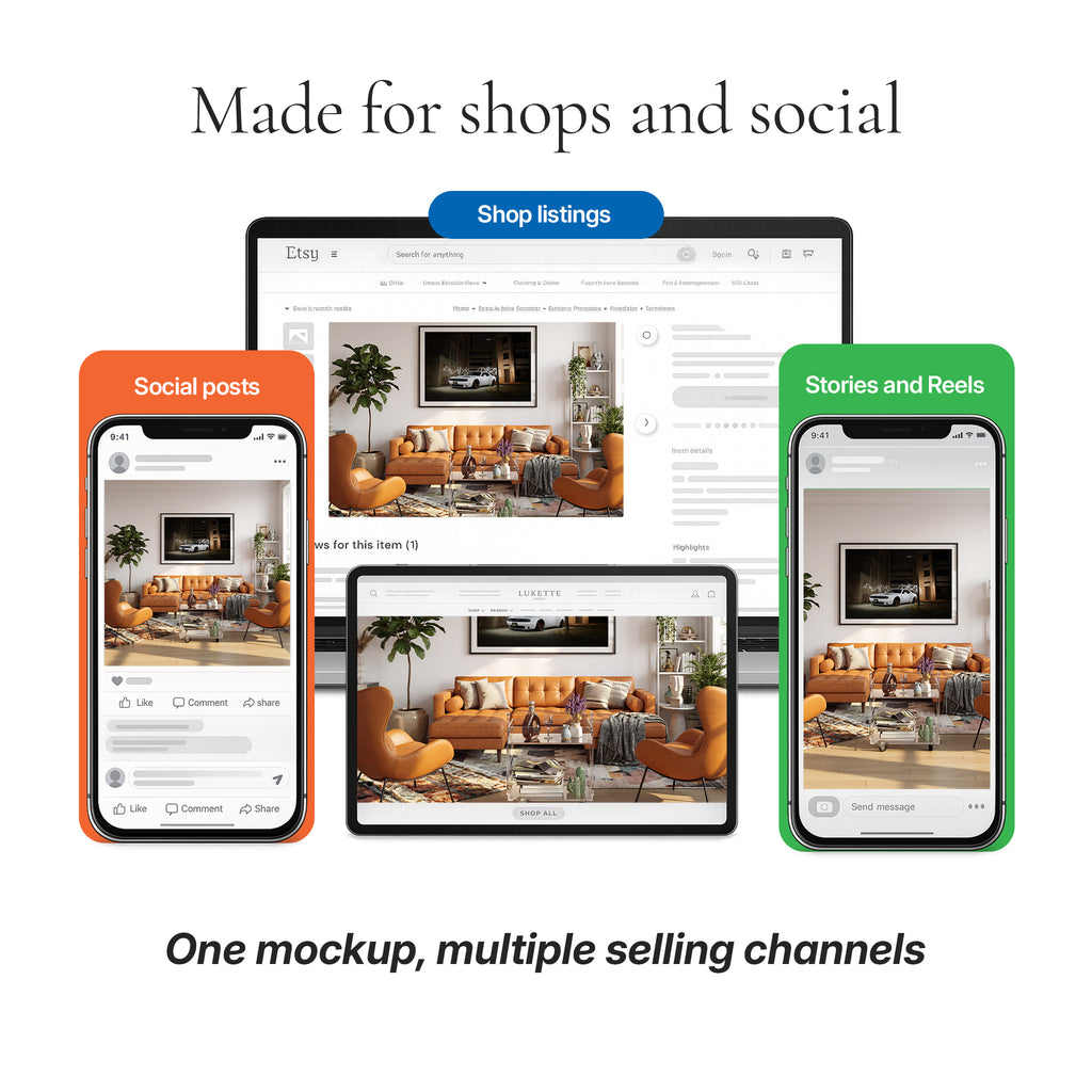 Mid-Century Modern Living Room Photo Mockup