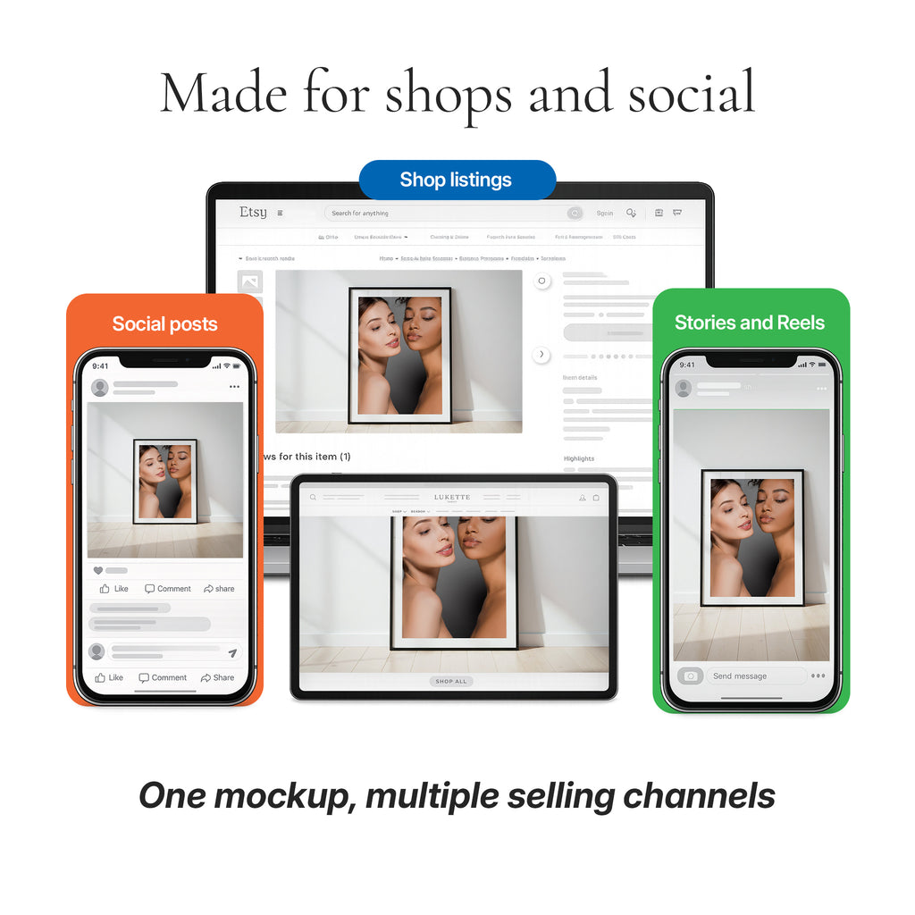 4-in-1 Minimalist Frame Photo Mockup