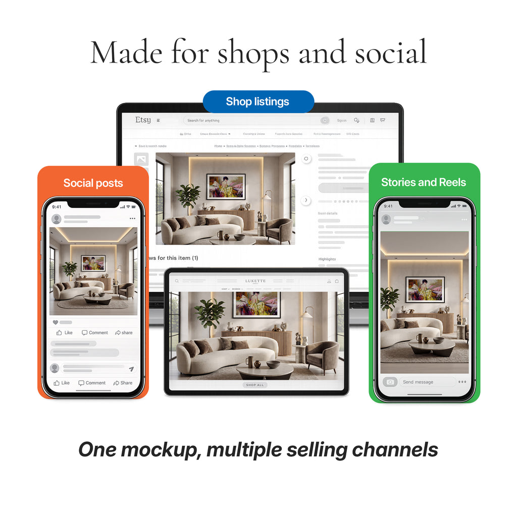 Organic Modern Living Room Photo Mockup