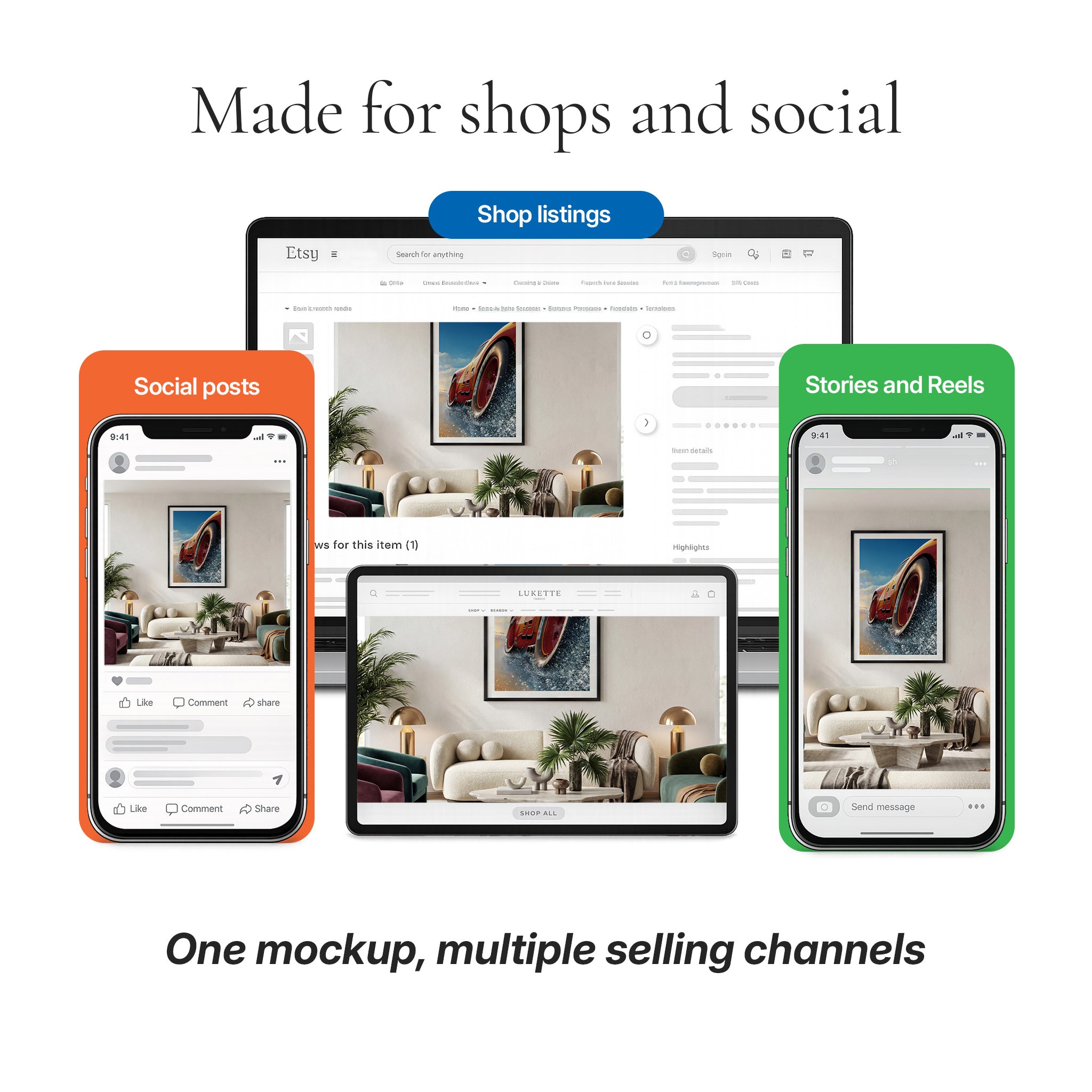 Organic Modern Living Room Photo Mockup