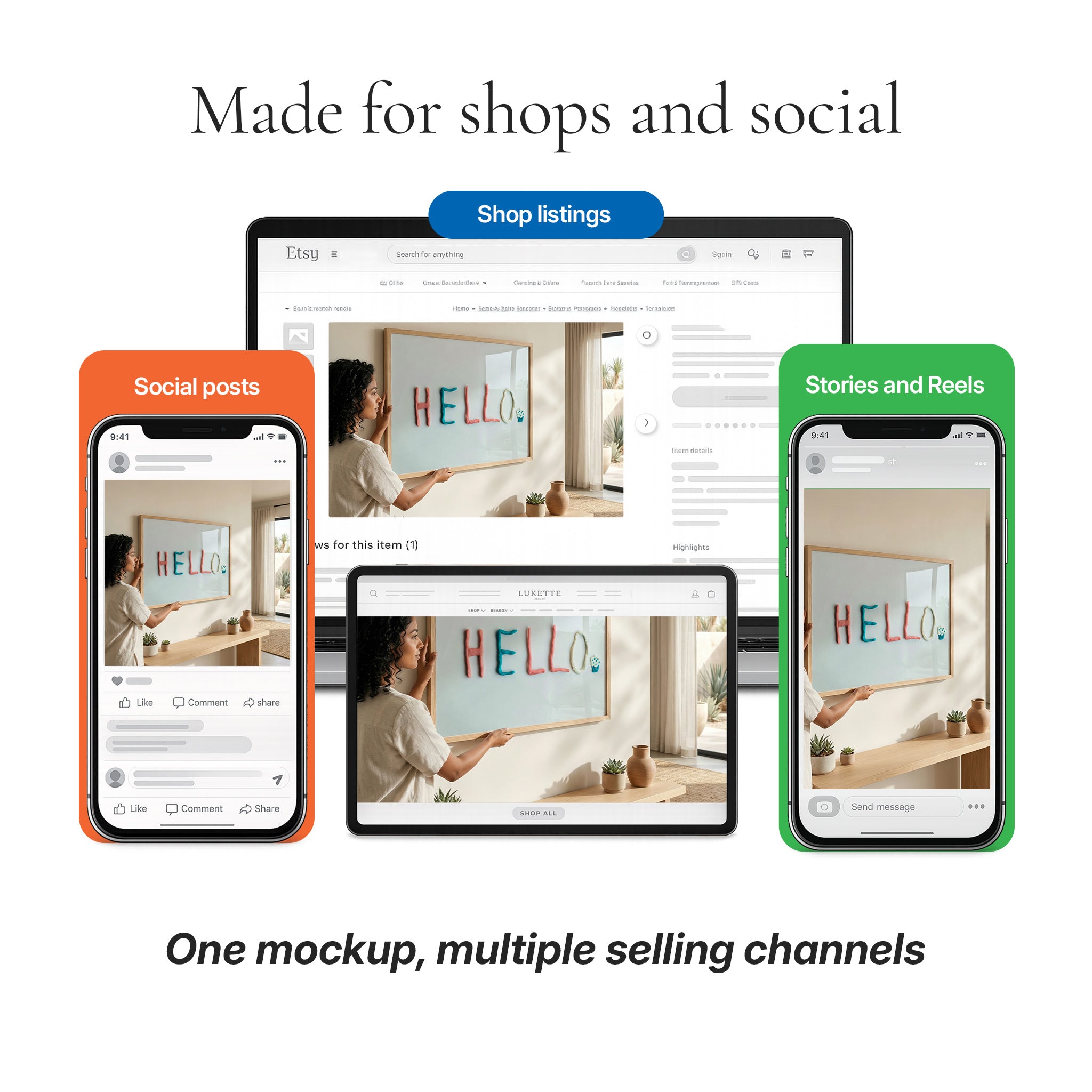 Organic Modern Living Room Photo Mockup