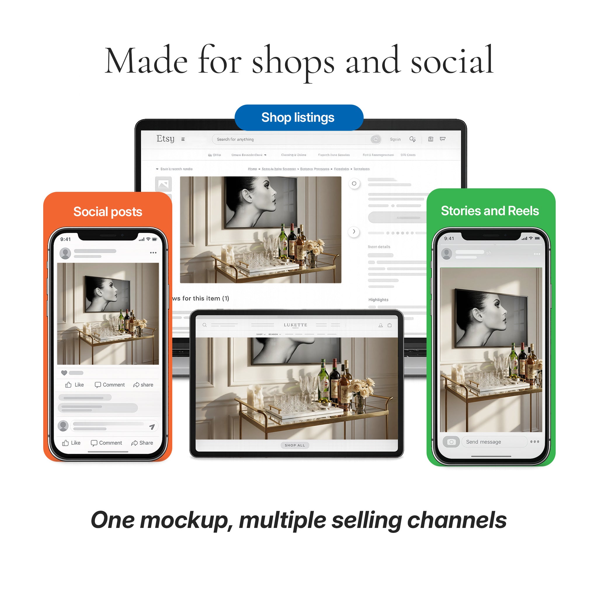 Traditional Bar Cart Photo Mockup