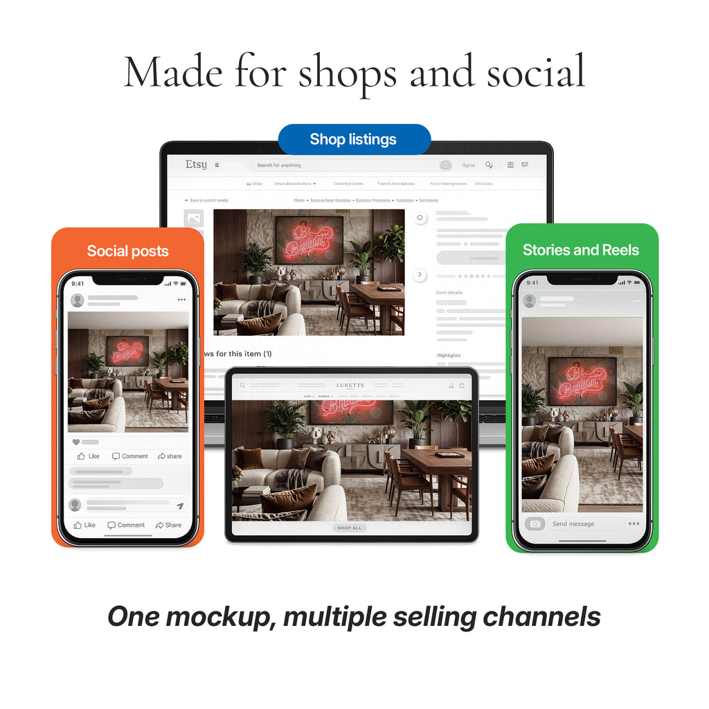 Organic Modern Living Room Photo Mockup