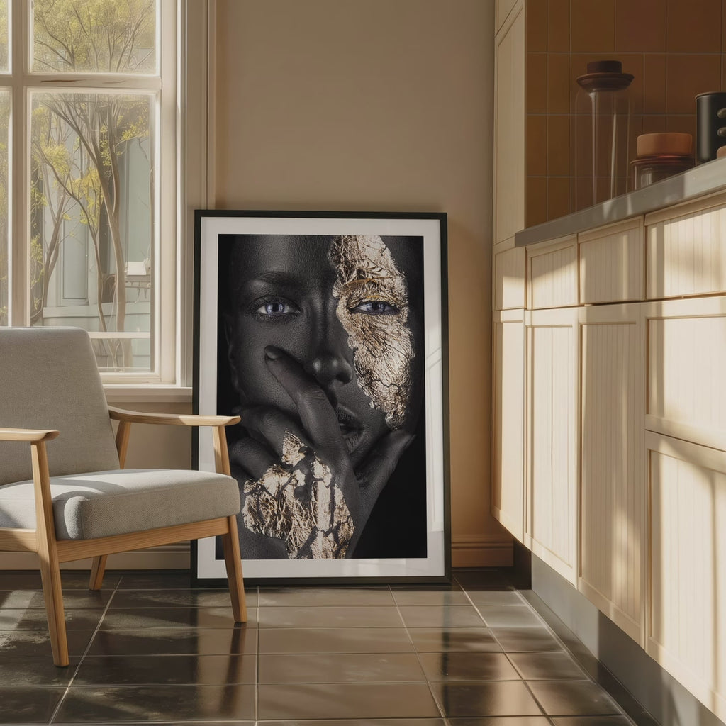 Framed Poster Mockup in a Modern Kitchen