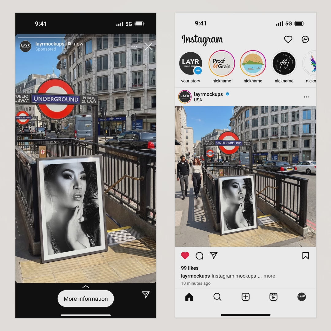 Vertical Framed Video Mockup — Sunny City Street