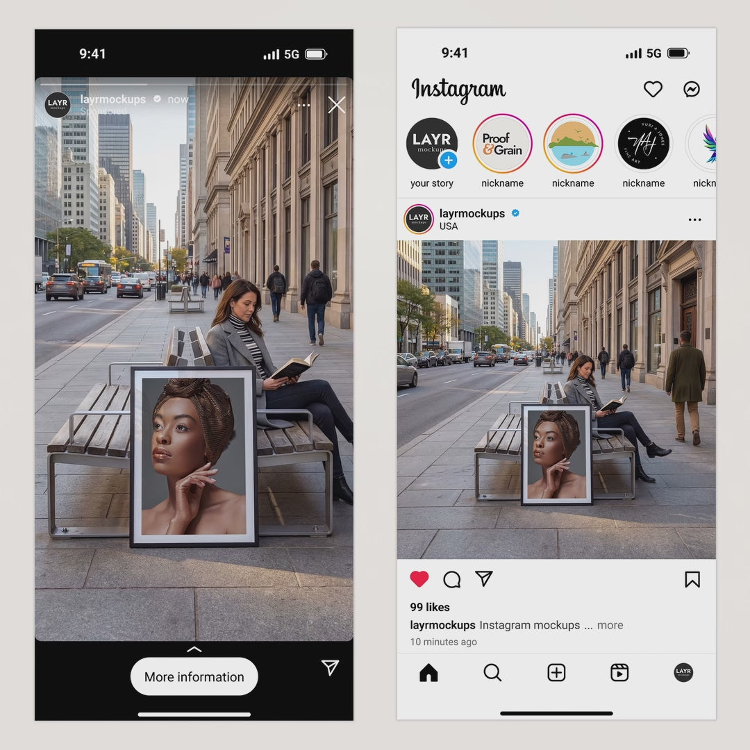 Vertical Poster Video Mockup — Calm City Sidewalk