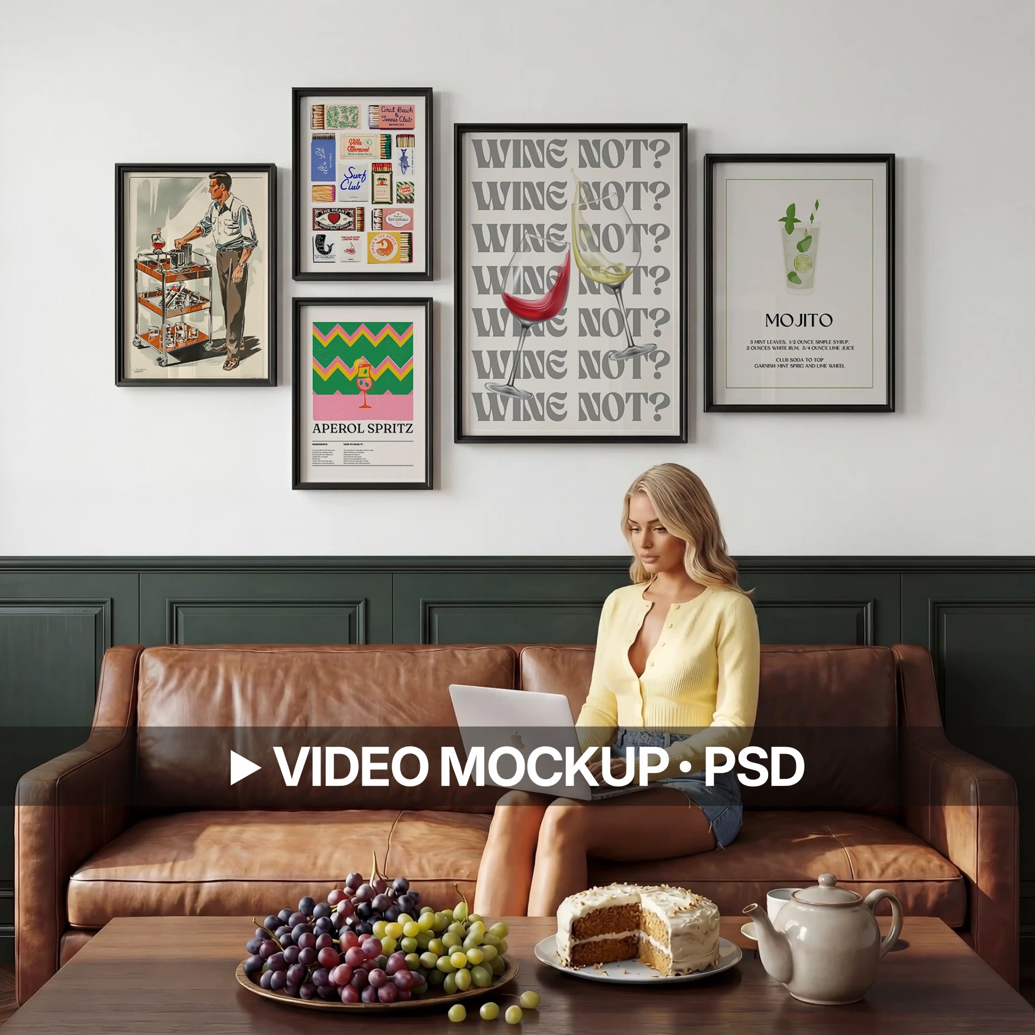 Contemporary Leather Sofa Video Mockup