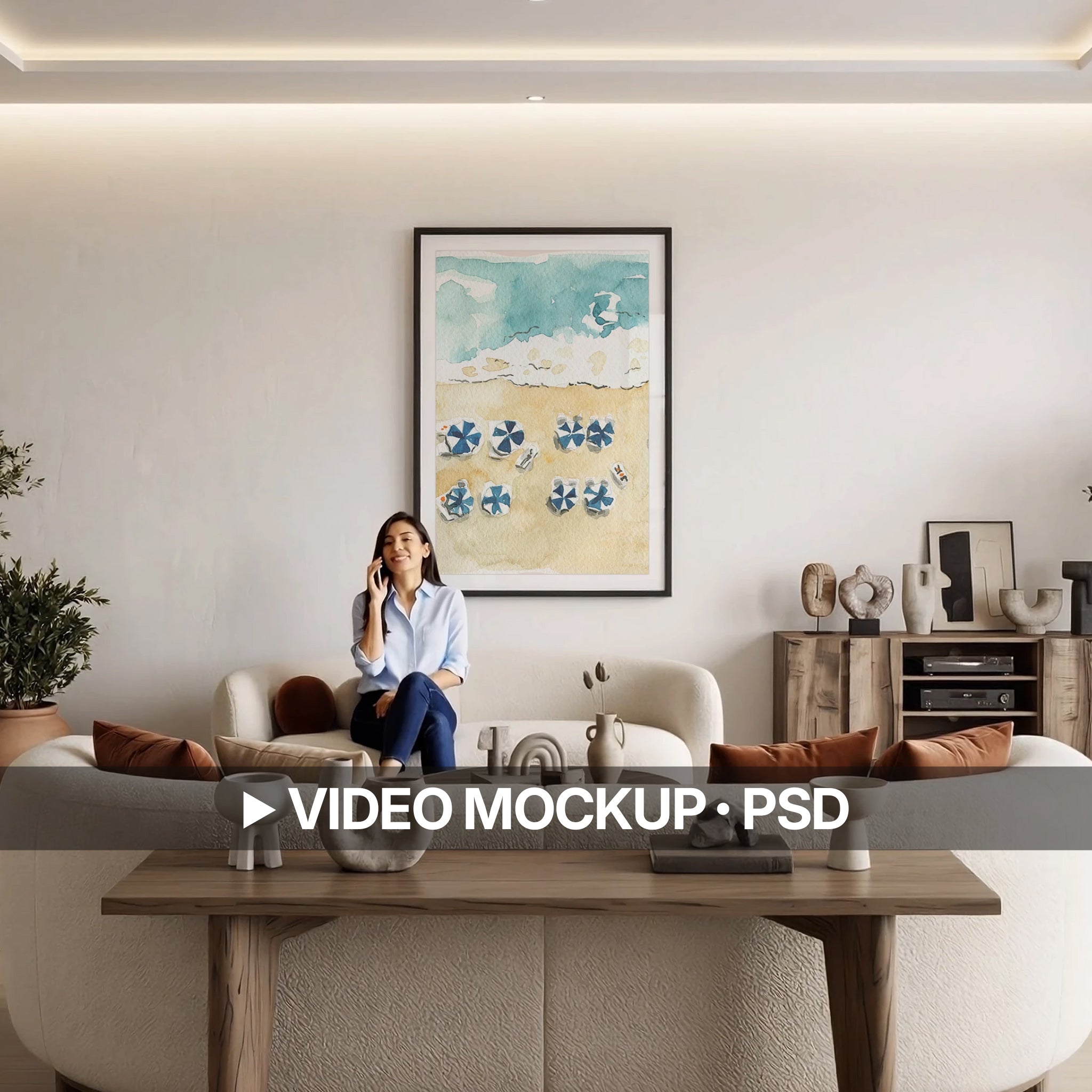 Organic Modern Living Room Video Mockup