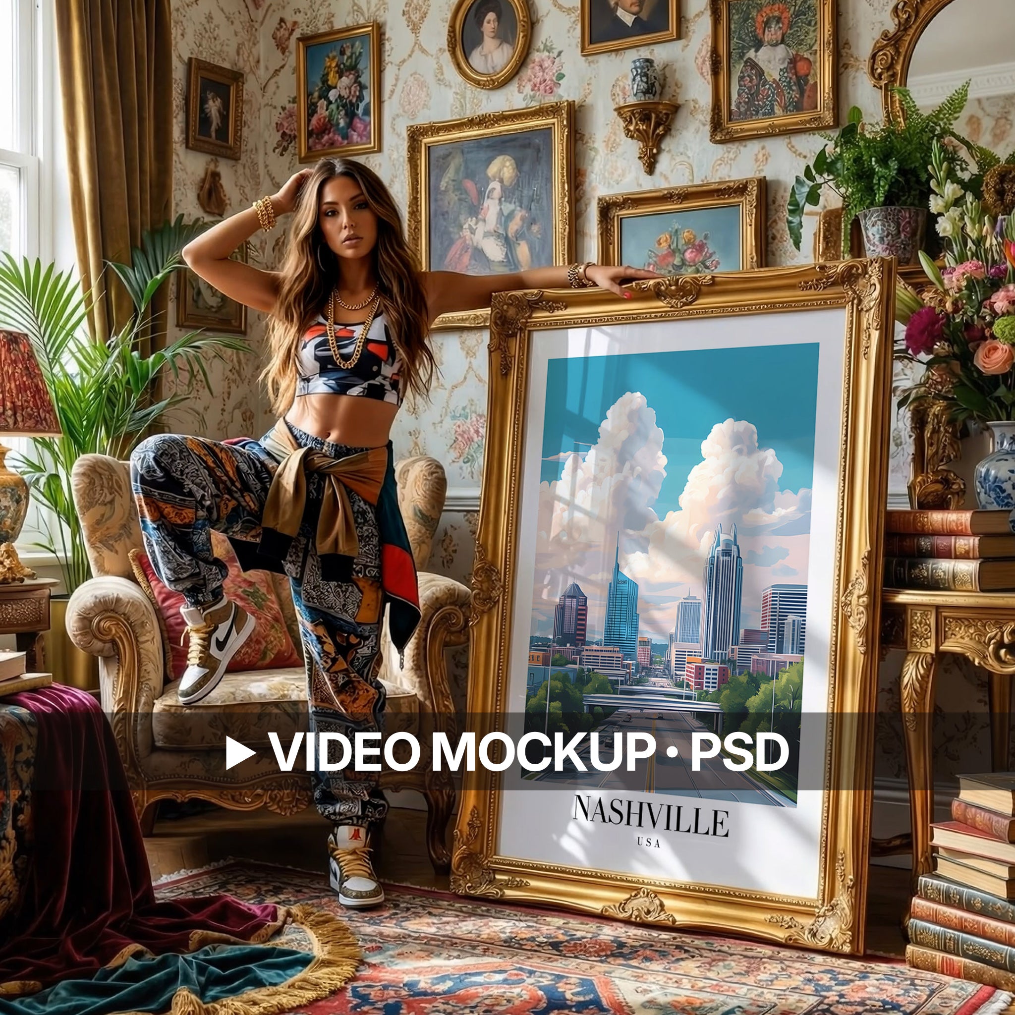 Bohemian Living Room Video Mockup