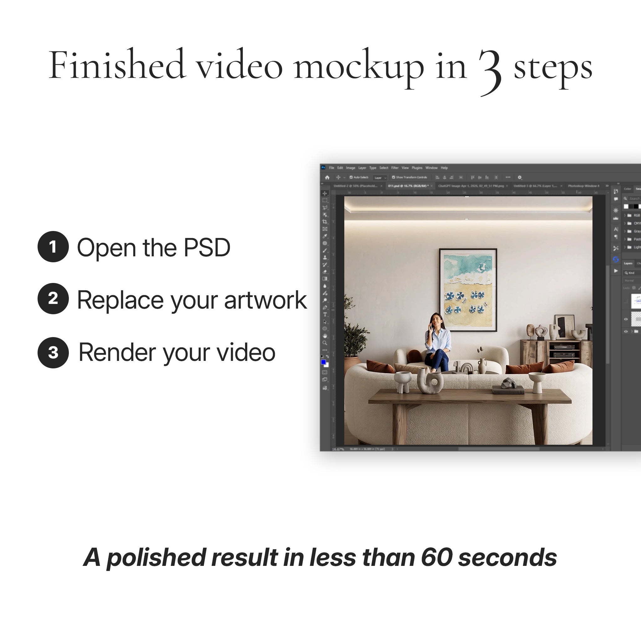 Organic Modern Living Room Video Mockup