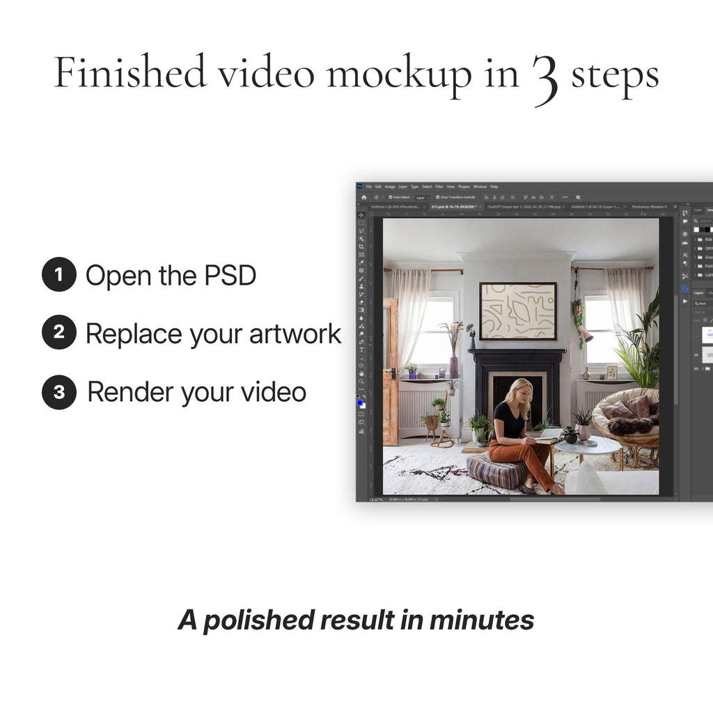 Bohemian Living Room Video Mockup