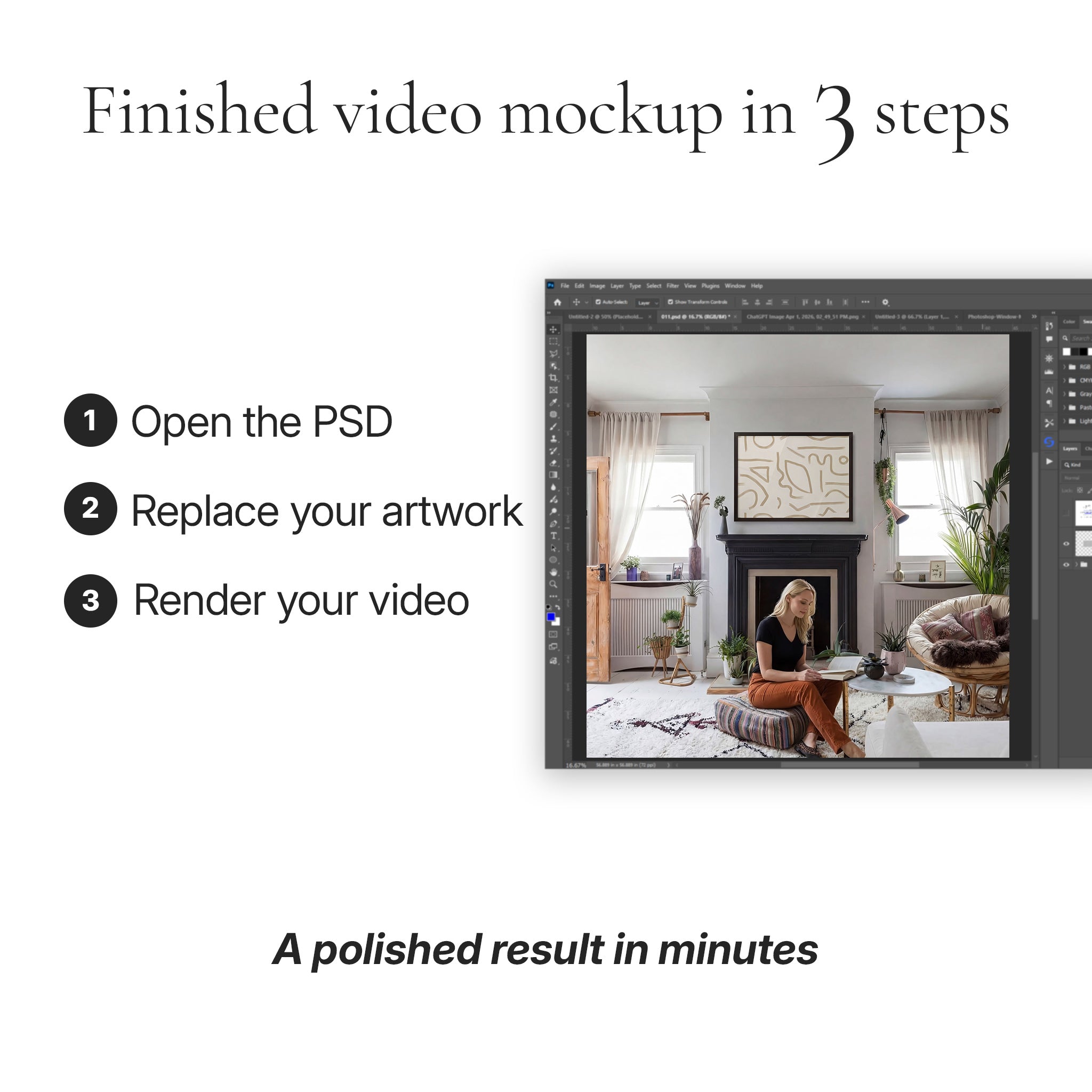 Bohemian Living Room Video Mockup